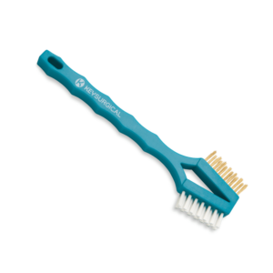 Cleaning Brushes, Double headed toothbrush style, 3 rows nylon/Bras bristles , 7" long